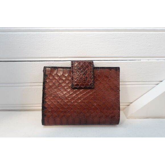 Vintage‎ snakeskin leather wallet St Thomas by Anne Klein Boho Biker Retro - Picture 1 of 9